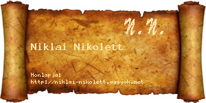 Niklai Nikolett névjegykártya